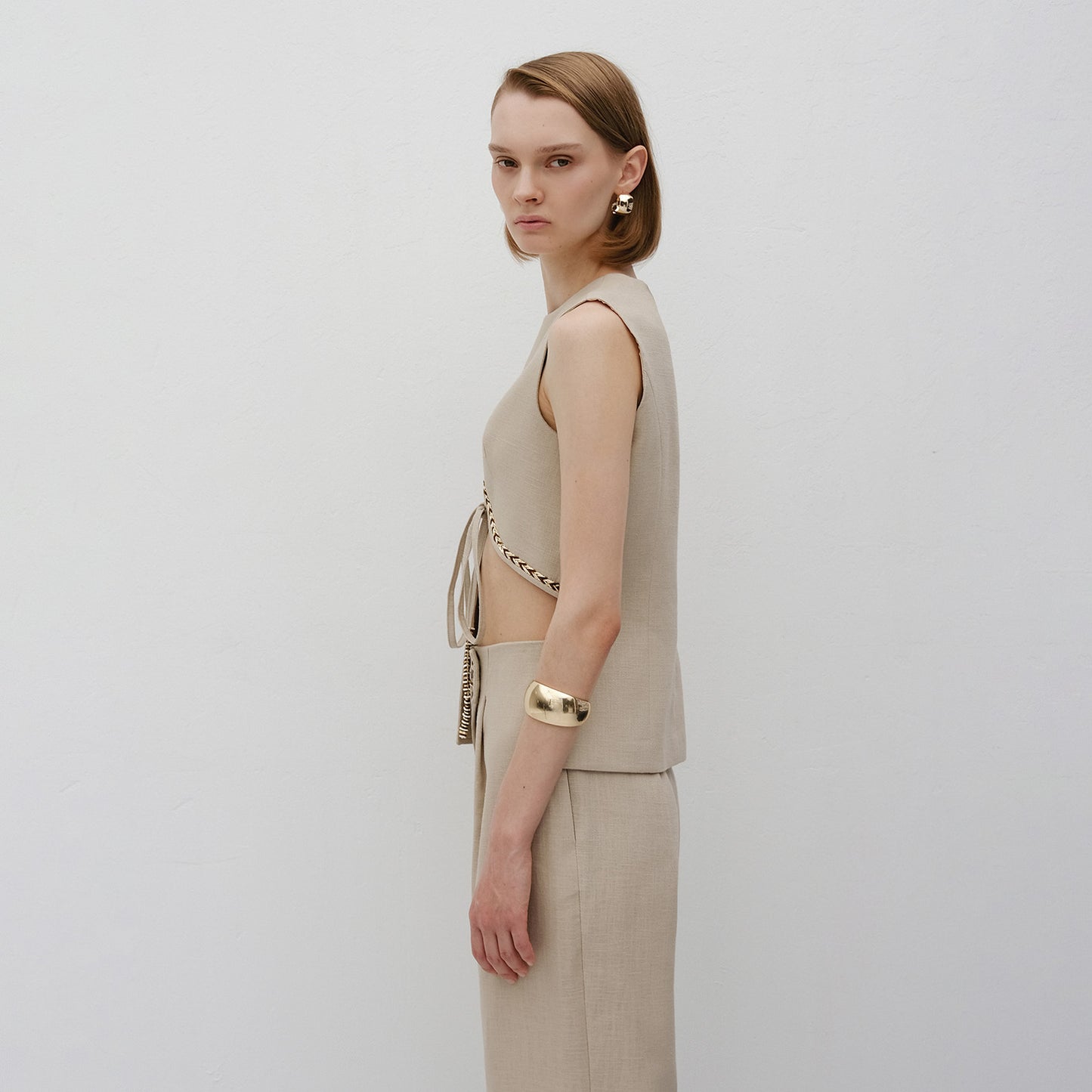 Metal Thread Embroidery Pants