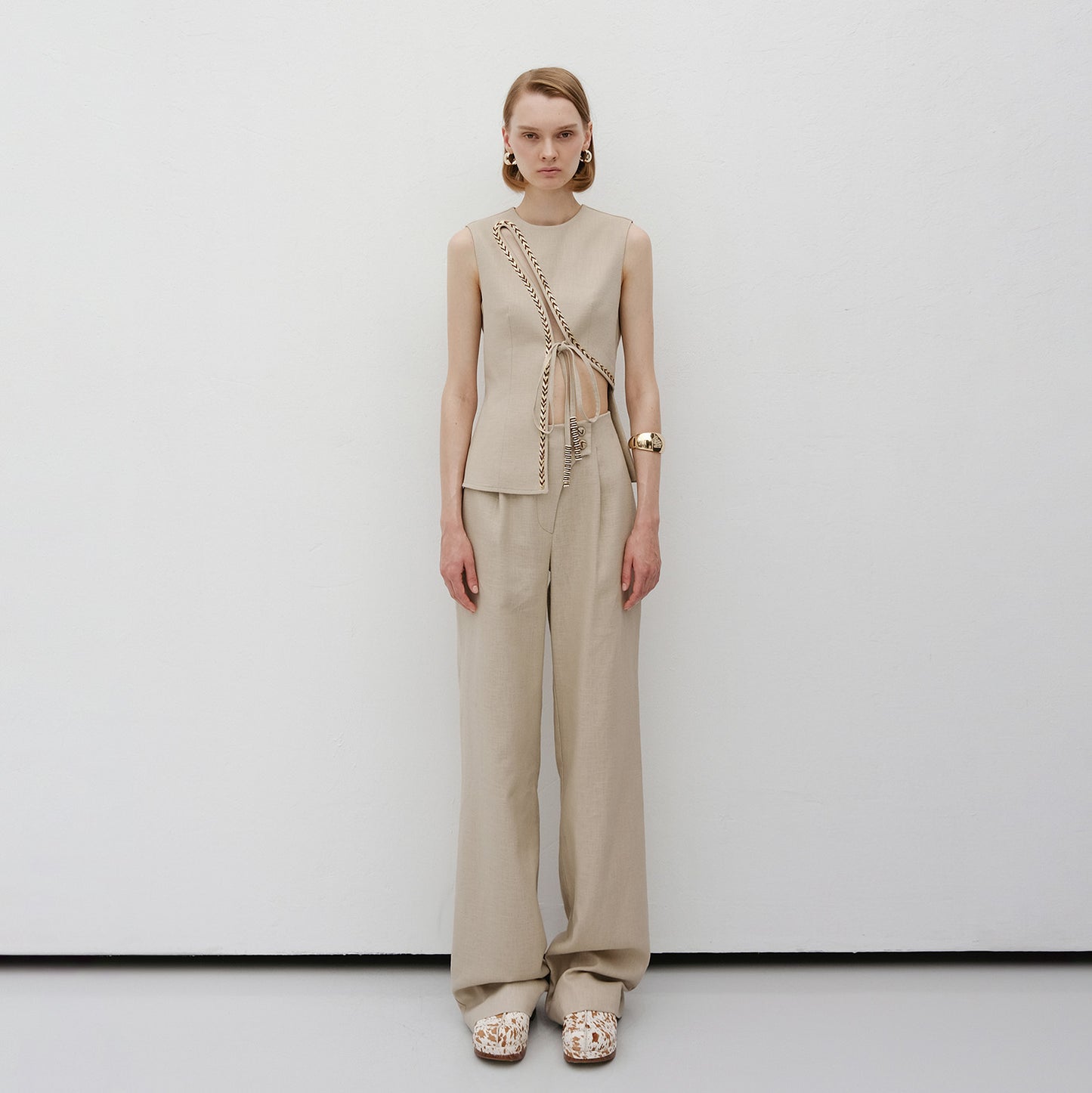 Metal Thread Embroidery Pants
