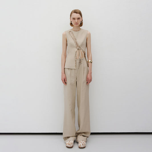 Metal Thread Embroidery Pants